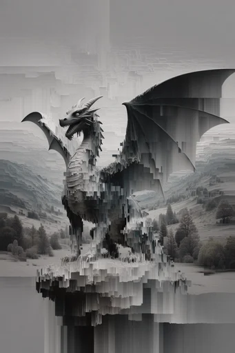 Fragmented Digital Elegance style reference image — data corruption