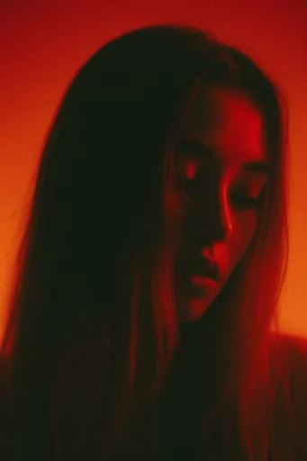 Crimson Silhouette Noir style reference image — cinematic film grain