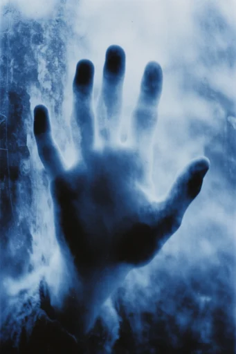 Ethereal Nocturnal Cyan style reference image — frosted glass texture