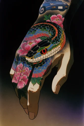 Neon Surreal Folklore style reference image — Japanese folklore motifs