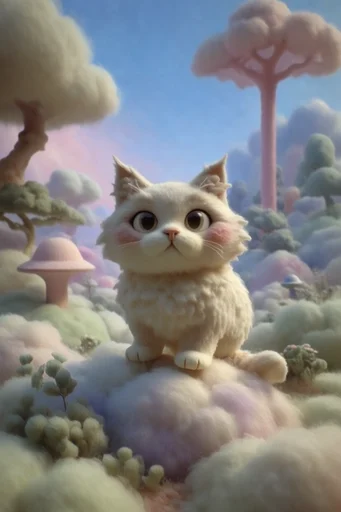 Plush Pastel Surrealism style reference image — diffused studio lighting