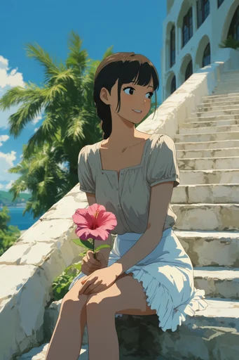 Vibrant Summer Anime style reference image — saturated blue skies