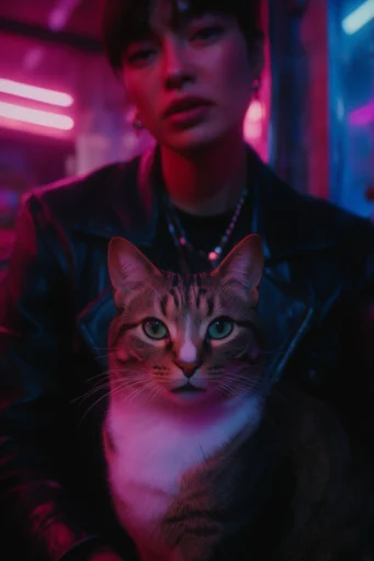 Neon Noir VHS style reference image — cyberpunk atmosphere