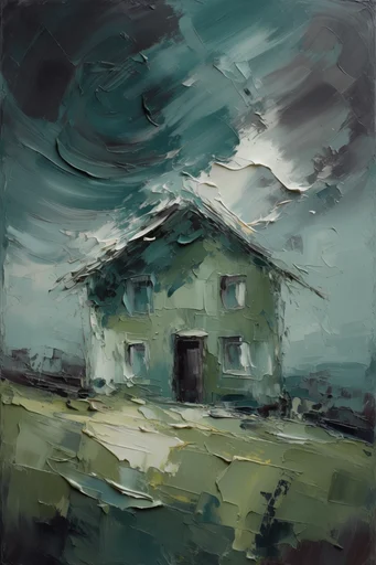Textured Atmospheric Expressionism style reference image — swirling dynamic brushstrokes