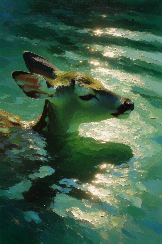 Luminous Impasto Waters style AI image example 3