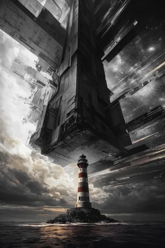 Monolithic Geometric Symmetry style reference image — extreme perspective