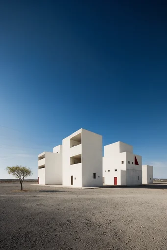 Monolithic Arid Surrealism style reference image — clean architectural lines