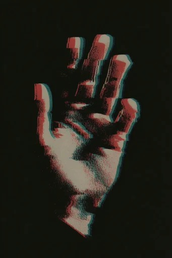 Gritty Glitch Noir style reference image — analog glitch distortion