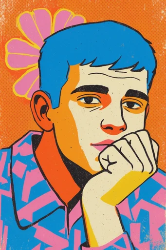 Bold Retro Pop Illustration style reference image — halftone dot shading