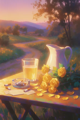 Luminous Twilight Nostalgia style reference image — painterly digital illustration