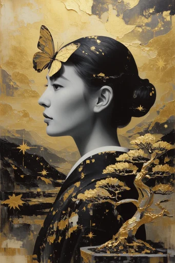 Gilded Fractured Surrealism style reference image — chiaroscuro lighting