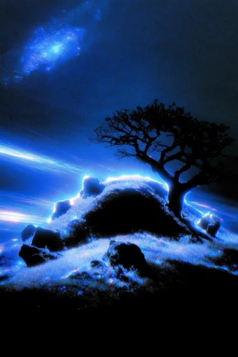 Nocturnal Cobalt Glitch style reference image — ethereal silhouette