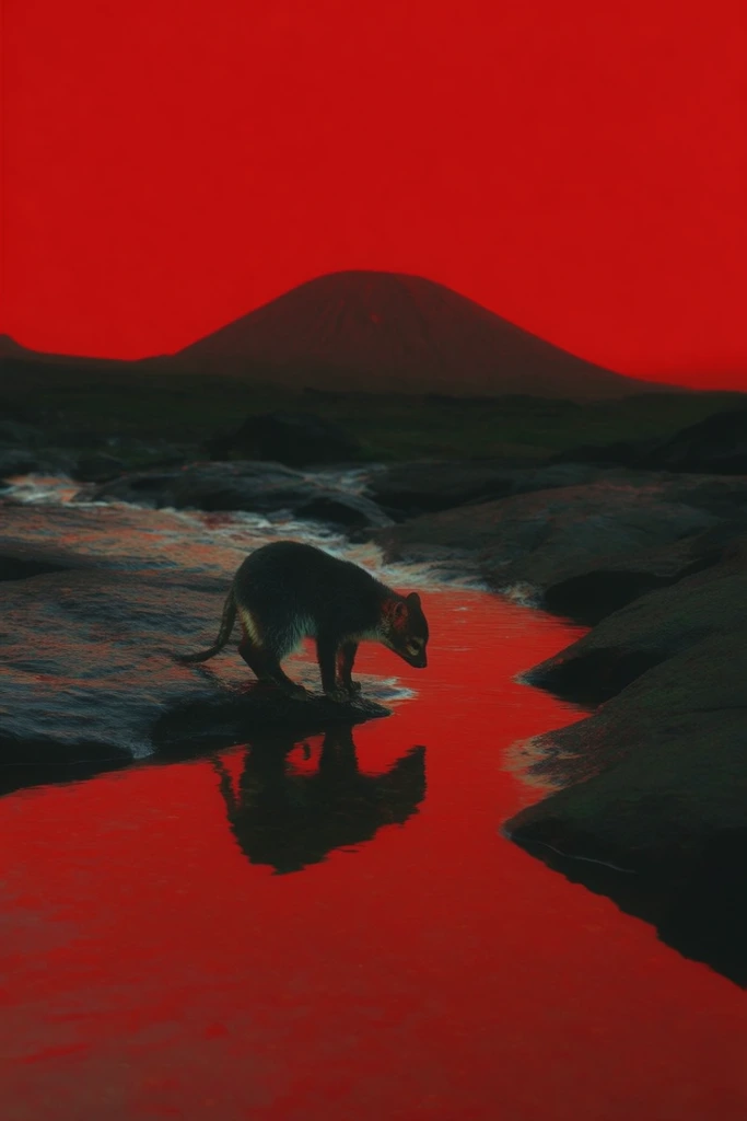 Crimson Surreal Monoliths style AI image example 3