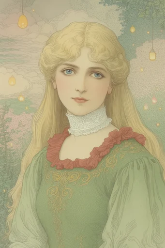 Ethereal Pointillist Storybook style reference image — Art Nouveau influence