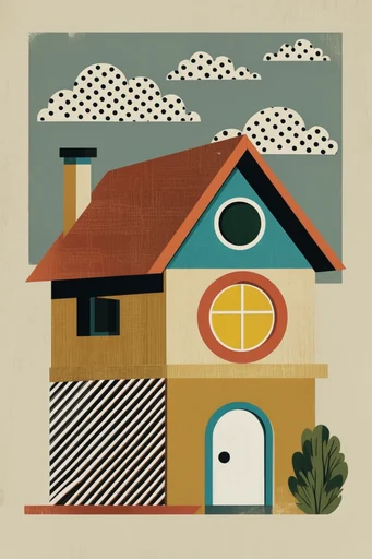 Retro Folk Risograph style reference image — naive folk art