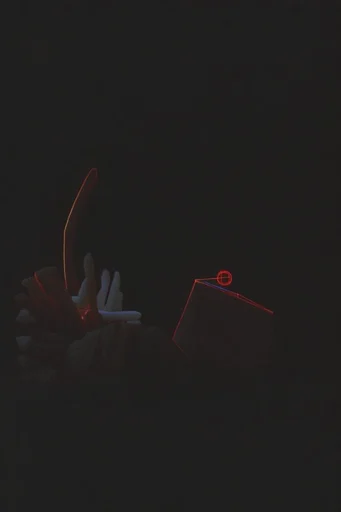 Cinematic Noir Glitch style reference image — minimalist negative space