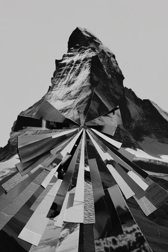Deconstructed Monochrome Surrealism style reference image — monochrome photo collage