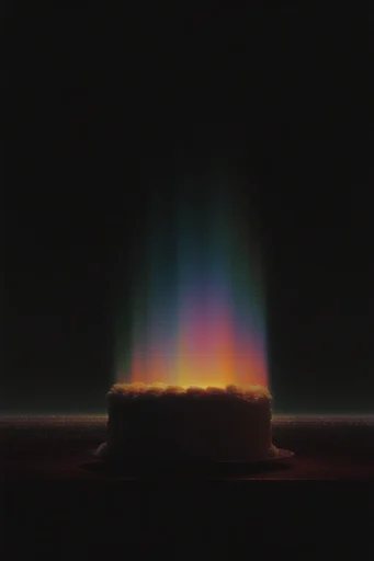 Prismatic Cosmic Surrealism style reference image — grainy texture