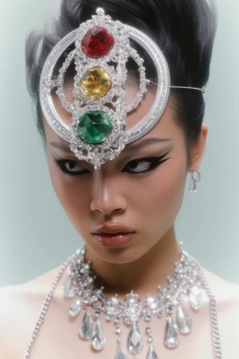 Ethereal Crystalline Editorial style reference image — high-fashion editorial portrait
