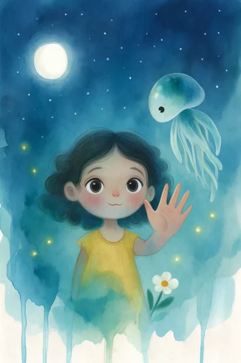 Luminous Nocturnal Whimsy style reference image — glowing celestial elements
