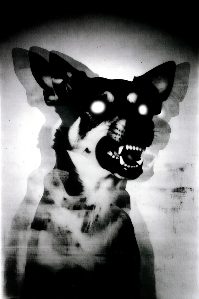 Monochrome Analog Disturbance style AI image example 3