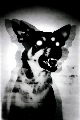 Monochrome Analog Disturbance style reference image — analog halftone pattern