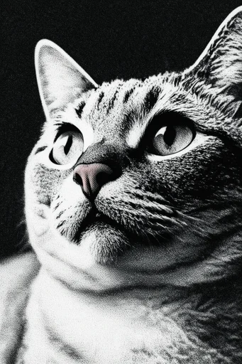 Gritty Halftone Noir style reference image — graphic monochrome