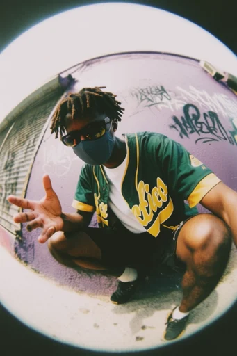 Cinematic Fisheye Streetwise style reference image — wide-angle urban perspective