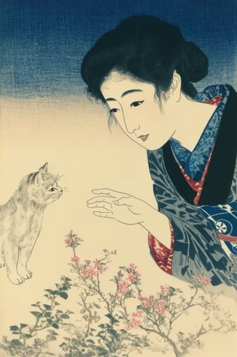 Vintage Japanese Naturalism style reference image — aged parchment texture