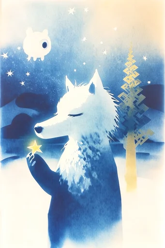 Nocturnal Ethereal Cyanotype style AI image example 3