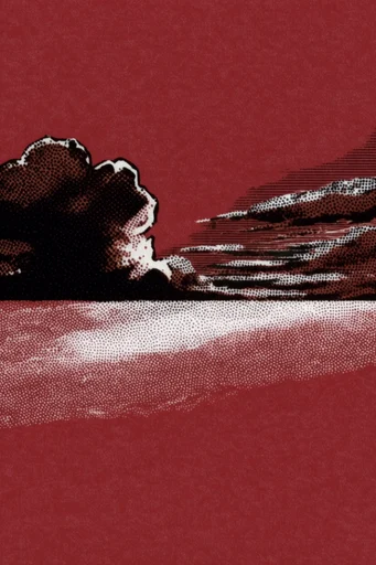 Gritty Red Halftone style AI image example 2