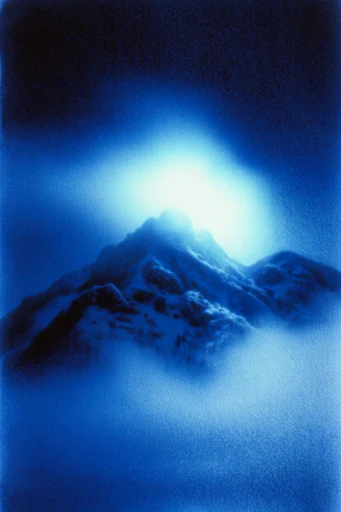 Spectral Indigo Nocturne style reference image — cyanotype print texture