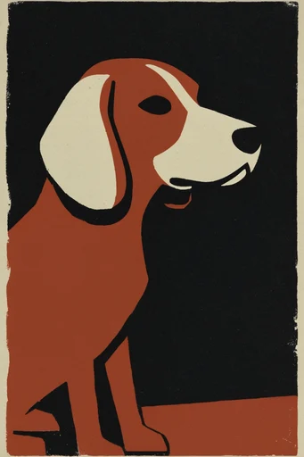 Modern Terracotta Noir style reference image — screenprint aesthetic
