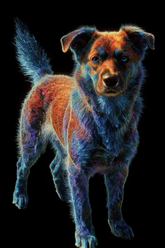 Luminous Neural Surrealism style reference image — stark black void