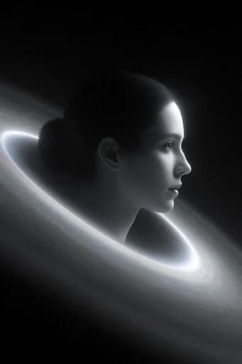 Ethereal Cosmic Minimalism style reference image — stark silhouette