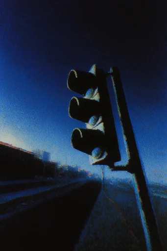 Nocturnal Cobalt Liminality style reference image — halftone grain texture