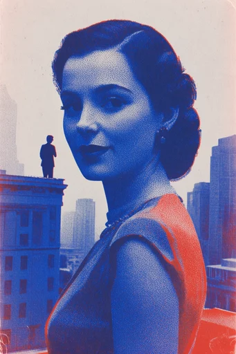 Neon Dithered Graphic style reference image — dithered stipple texture