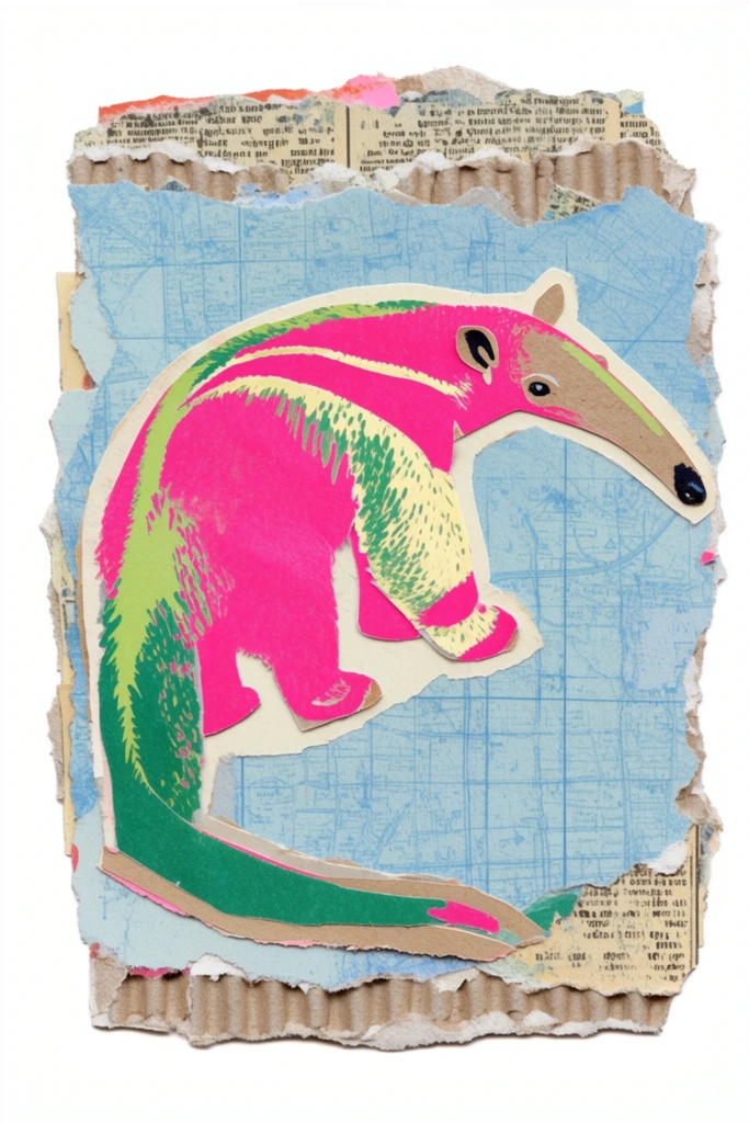 Analog Zine Collage style AI image example 3