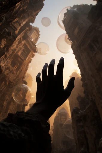 Monolithic Urban Vertigo style reference image — towering urban scale