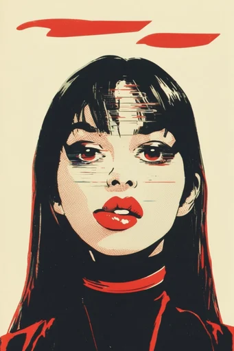 Gritty Crimson Noir style reference image — gritty ink splatters
