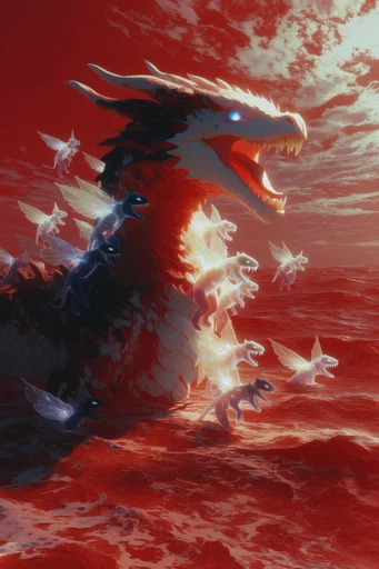 Crimson Astral Surrealism style reference image — high-contrast silhouette
