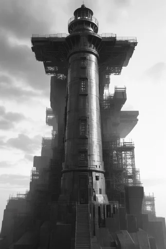 Monolithic Brutalist Noir style reference image — stark chiaroscuro lighting