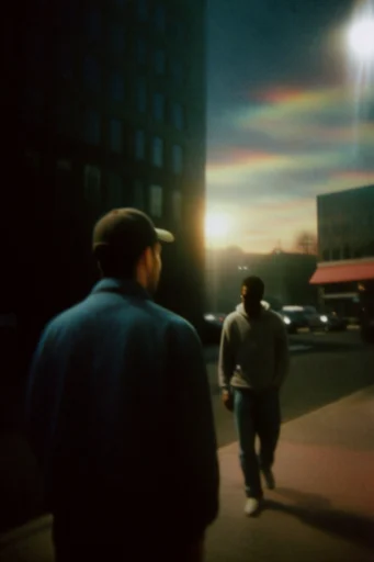 Cinematic Retro Cosmic Noir style reference image — vintage light leaks