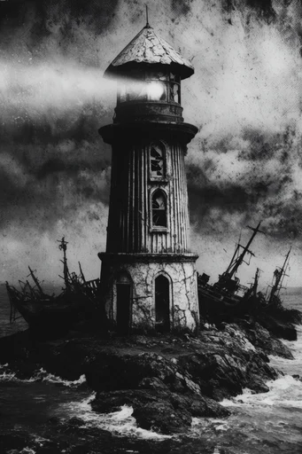 Stark Monochromatic Gothic style reference image — harsh chiaroscuro