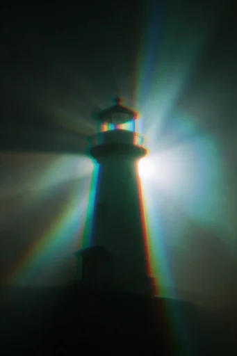 Spectral Chiaroscuro Dreamscape style reference image — spectral rainbow flares