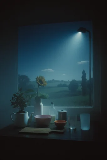 Cinematic Nocturnal Noir style reference image — dense night fog