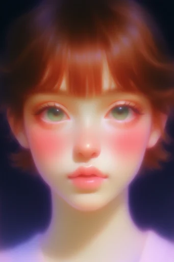 Ethereal Airbrushed Dollcore style reference image — oversized glossy eyes