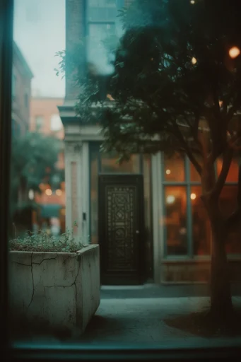 Cinematic Introspective Twilight style reference image — bokeh city lights