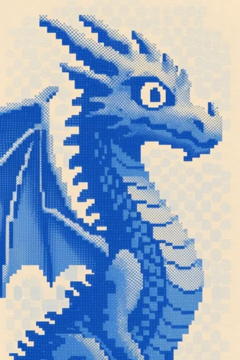 Cobalt Pixel Op-Art style reference image — risograph texture