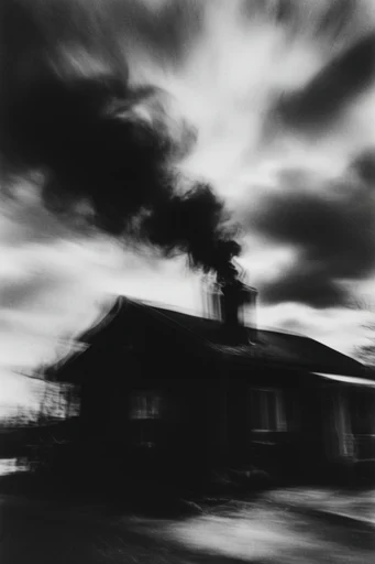 Kinetic Spectral Monochrome style reference image — heavy film grain